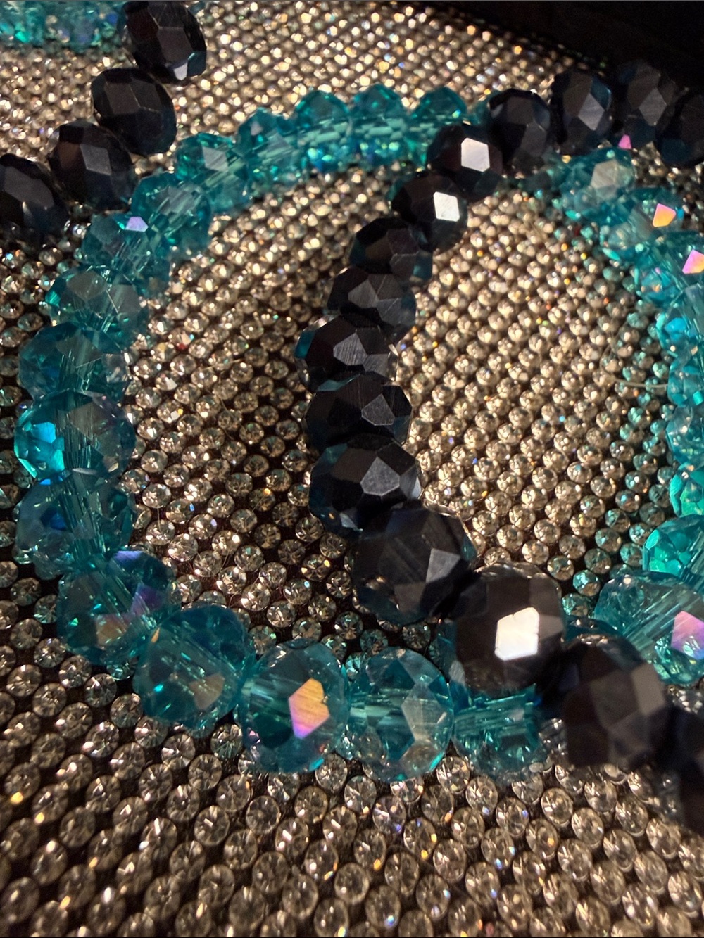 1 set Blue Crystal Beaded Stretch Bracelet Set - Unbranded